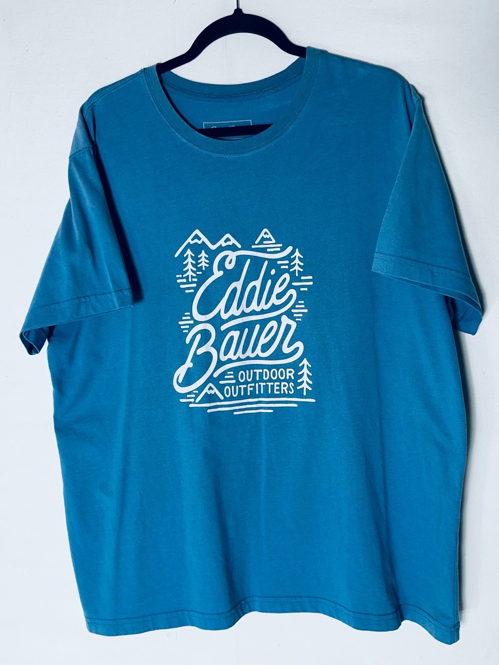 Eddie Bauer Blue Graphic Tee Extra Large XL Gorpcore Crewneck Mountain Hiking